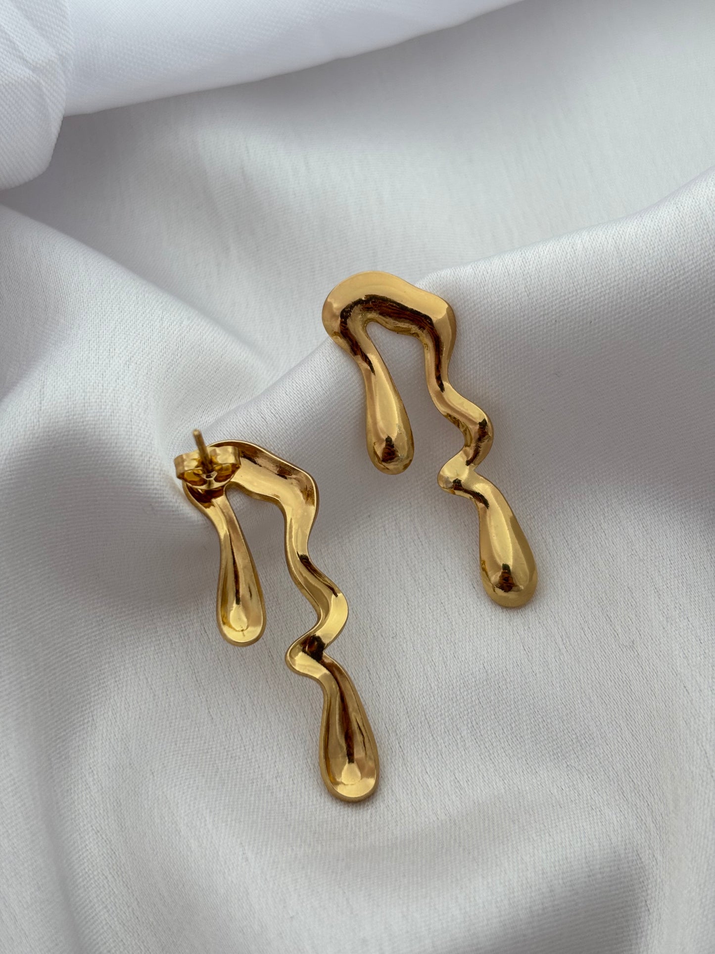 Gold Molten Wave Earrings