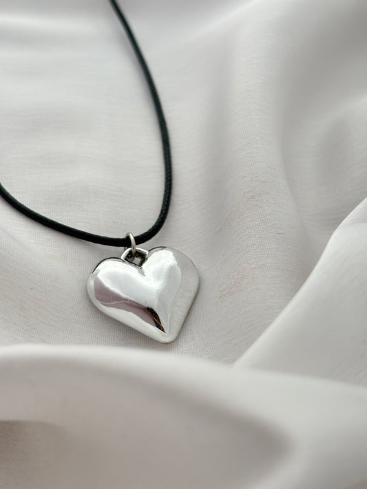 Silver Heart Cord ( Medium )