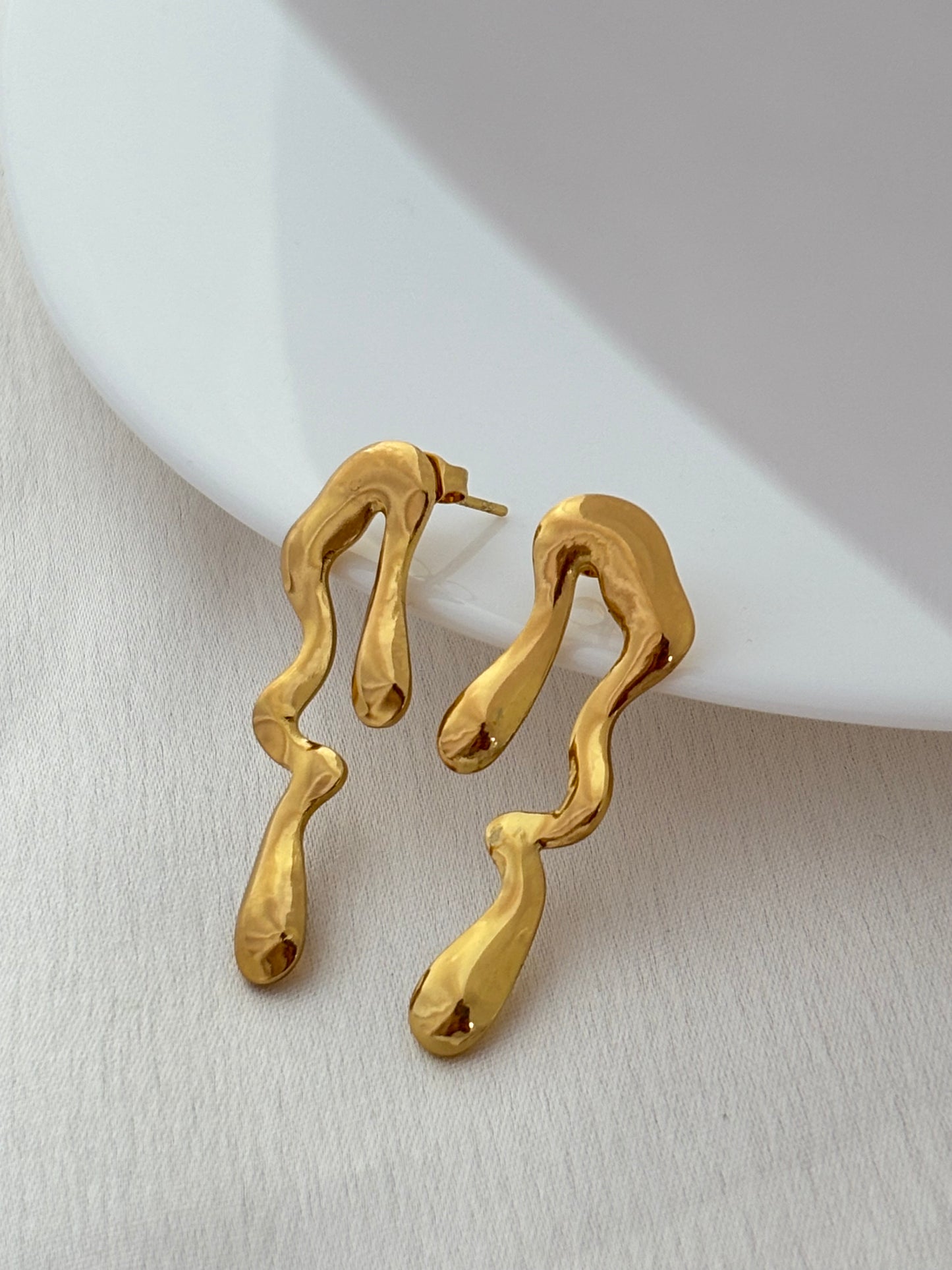 Gold Molten Wave Earrings