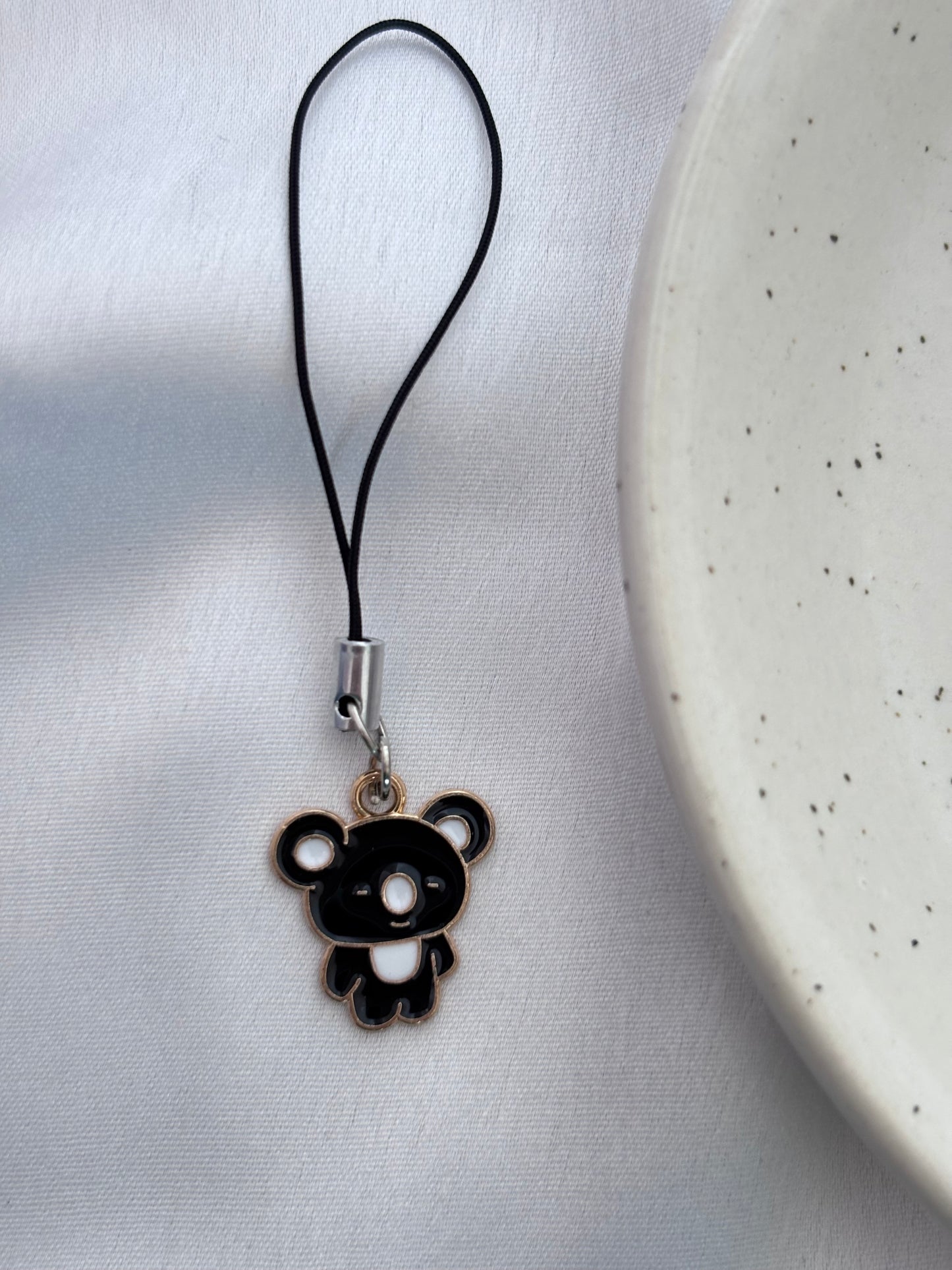 Black Kawaii Koala Enamel Phone Charm