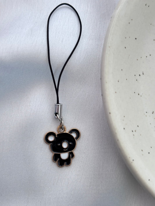 Black Kawaii Koala Enamel Phone Charm