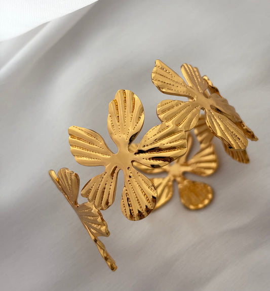 Textured Gold Floral Cuff