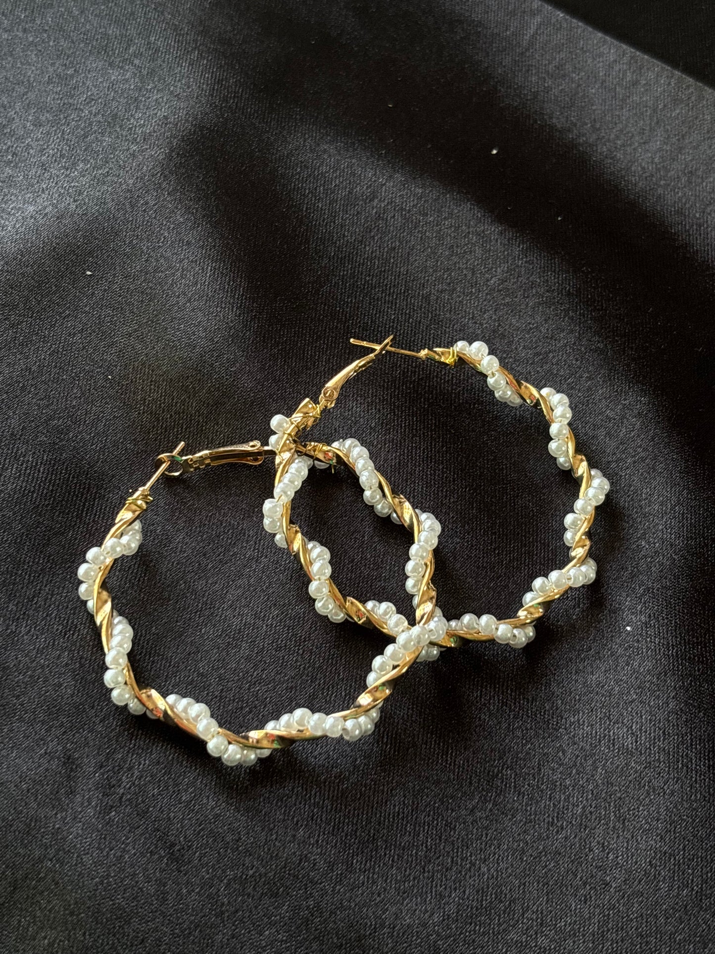 Twisted Pearl Hoops