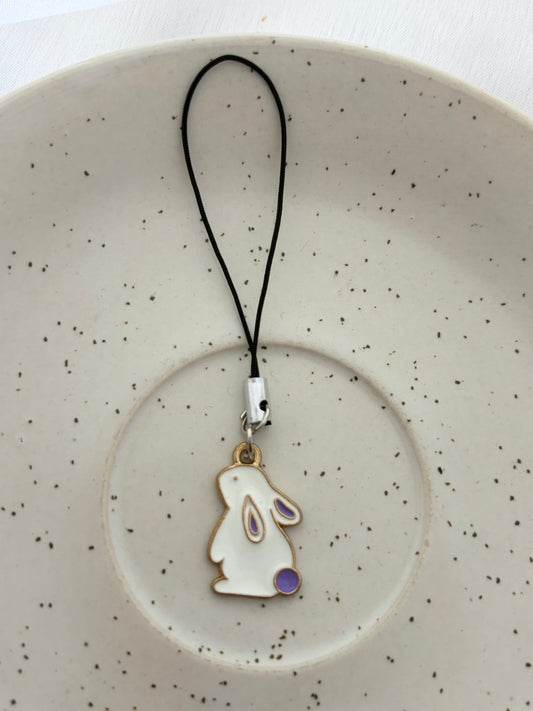 Cute White Bunny Phone Charm