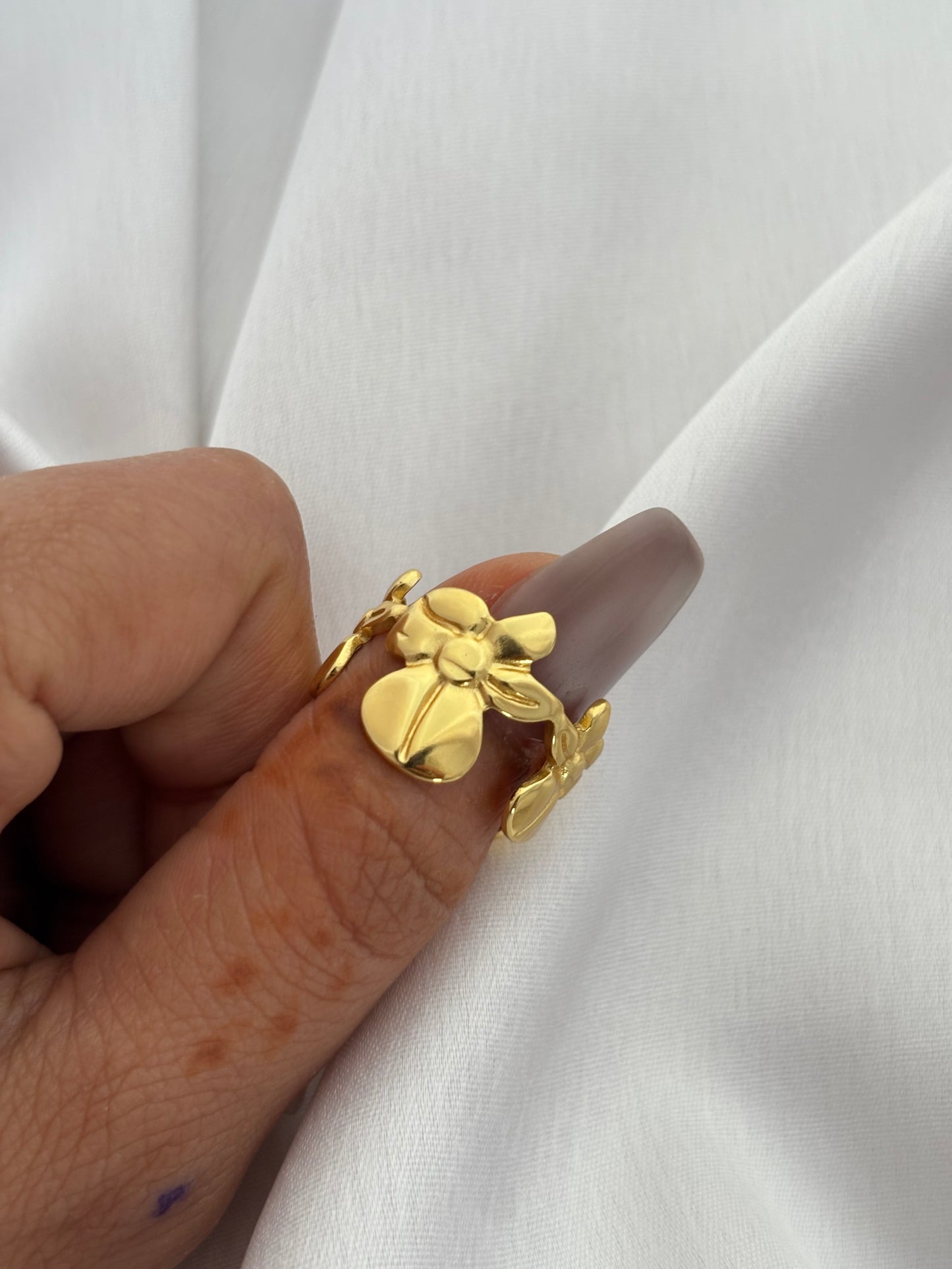 Gold Triple Flower Statement Ring
