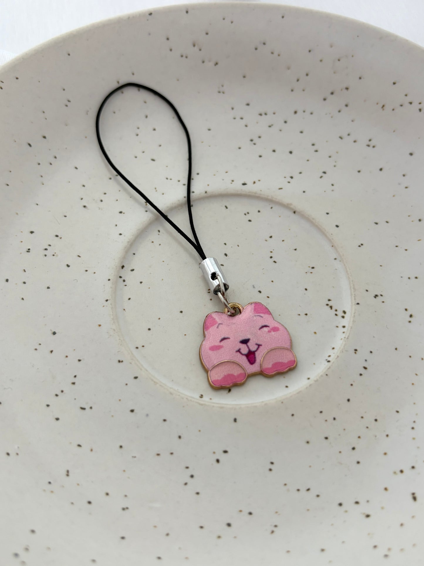 Vibrant Pink Cat Phone Charm