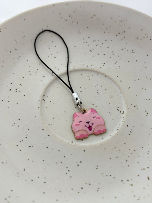Vibrant Pink Cat Phone Charm