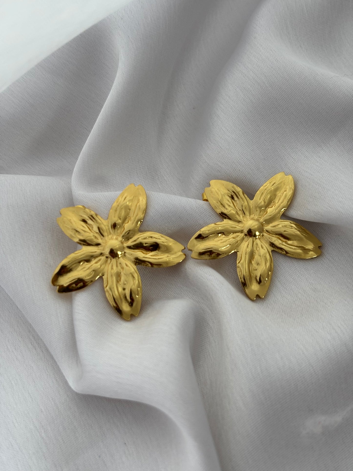 Gold Floral Statement Earrings