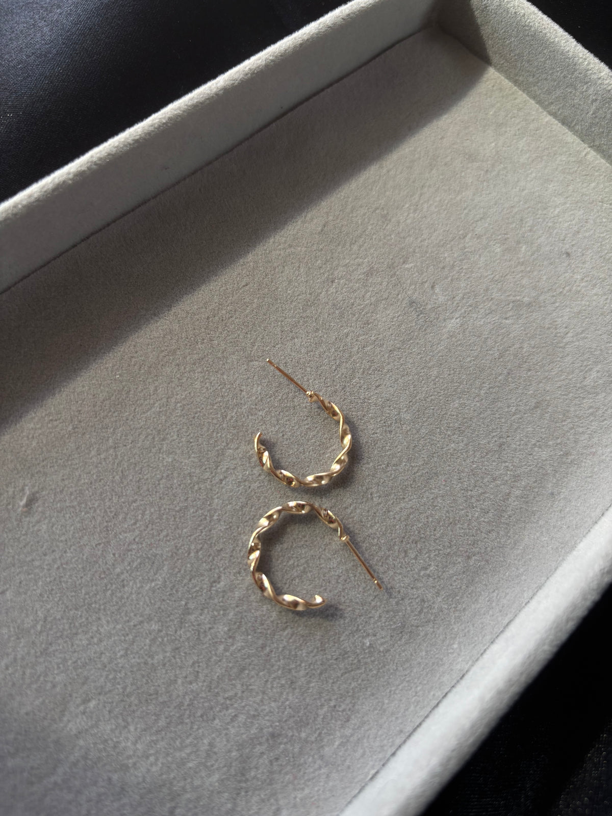 Gold Twisted Rope Half-Hoop Earrings