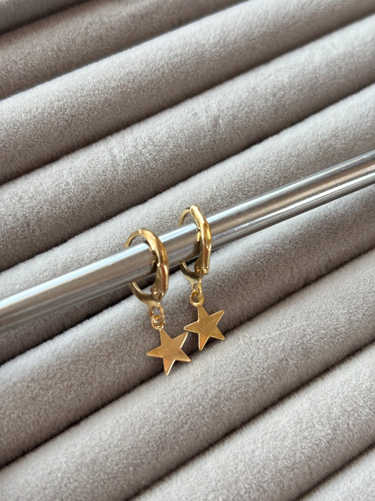 Golden Star Hoop Earrings