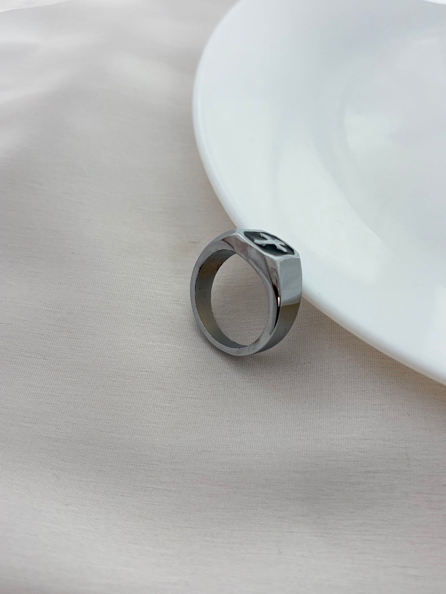 Silver Cross Signet Ring