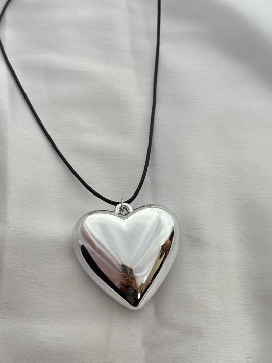 Chunky Silver Heart Cord