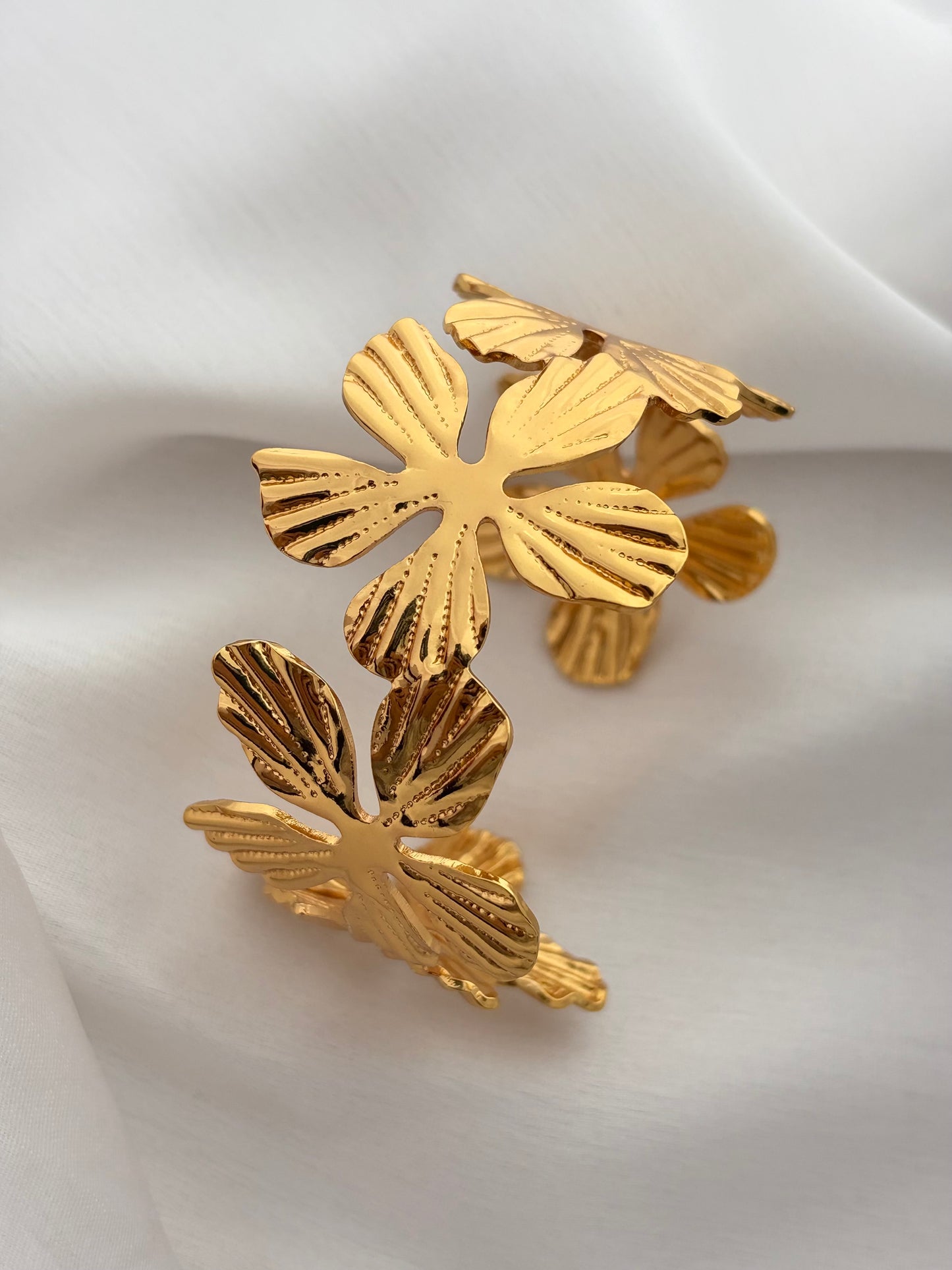 Textured Gold Floral Cuff