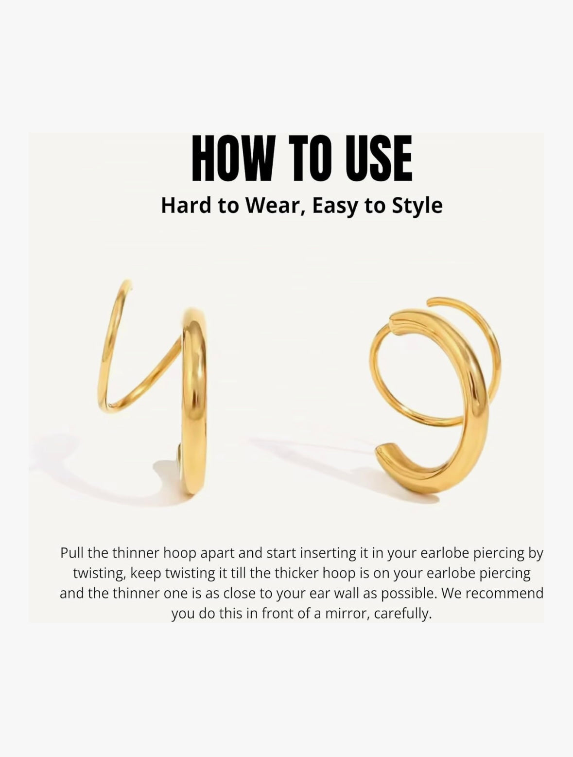 Double Piercing Hoops - 18K gold plated