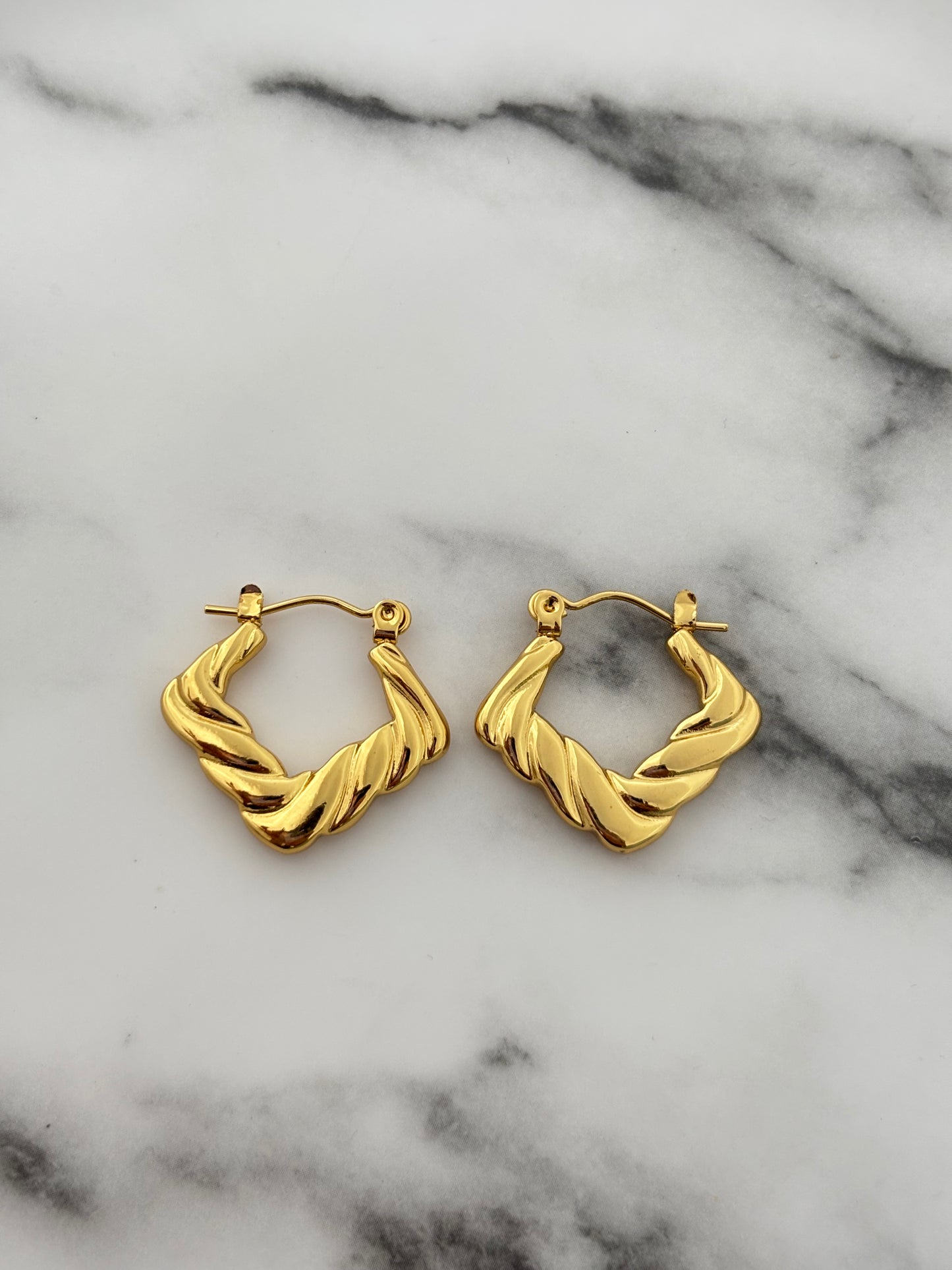 Anti-Tarnish Gold Twist Hoops
