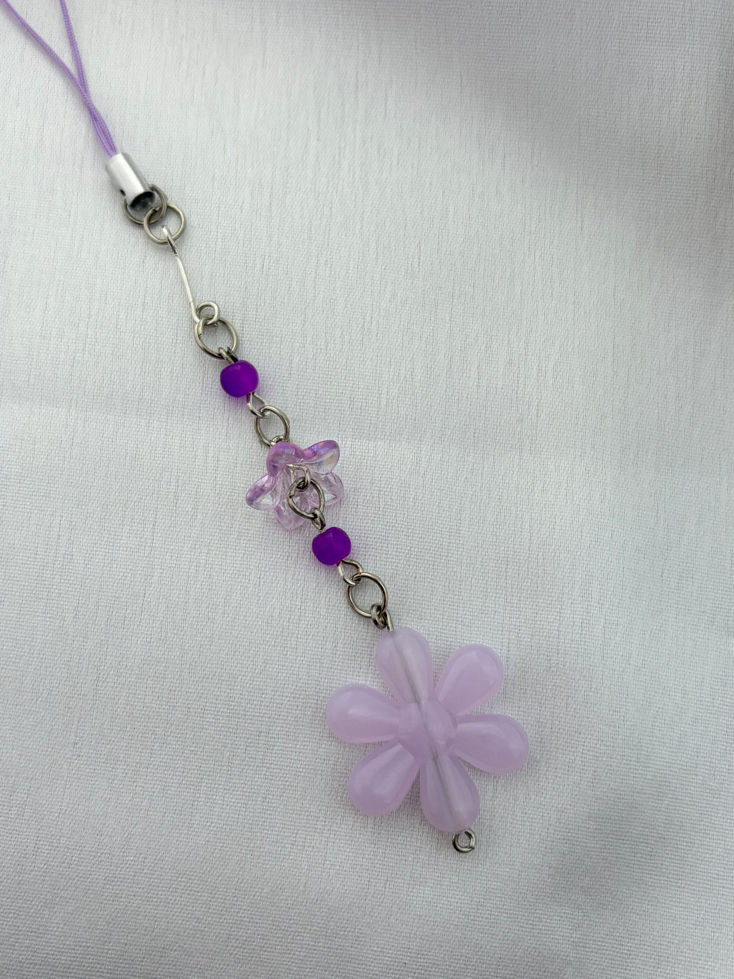 Lavender Beaded Flower Phone Charm