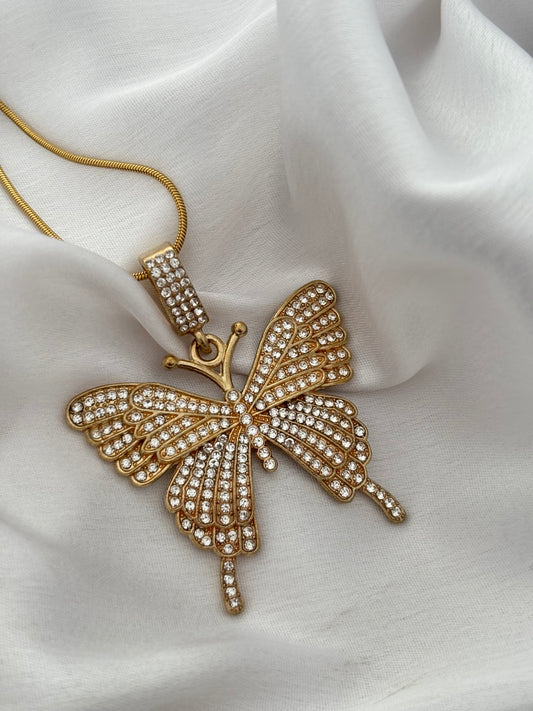 Iced Out Butterfly Anti-Tarnish Necklace 🧡
