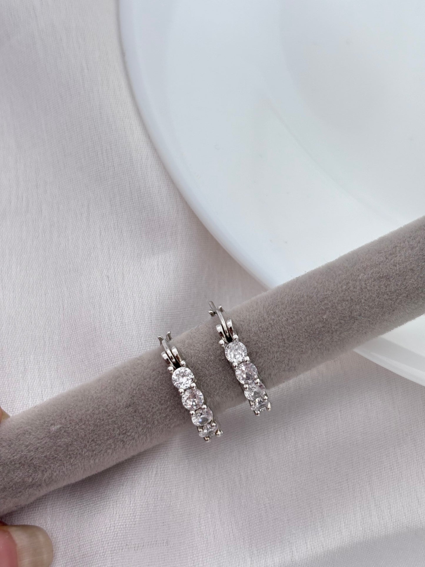 Silver Sunburst Huggie Earrings