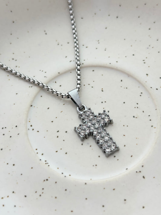Silver Unisex Cross Pendant Necklace