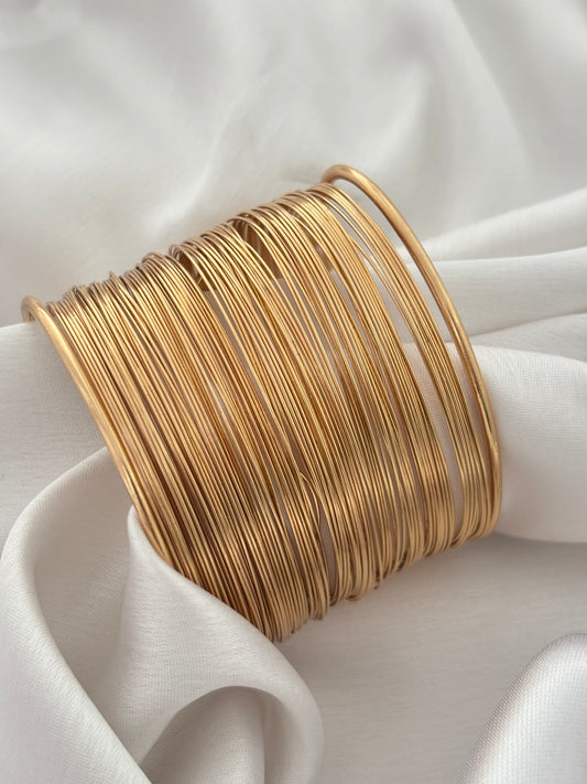 Wide Gold Wire Cuff Bracelet