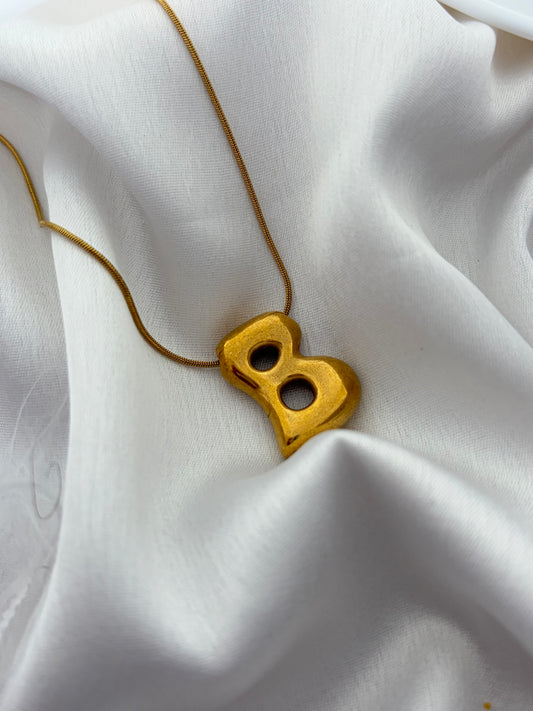 Bubble Letter B Initial Necklace