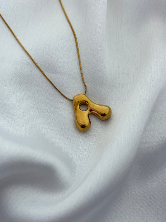 Gold Bubble Letter A Necklace