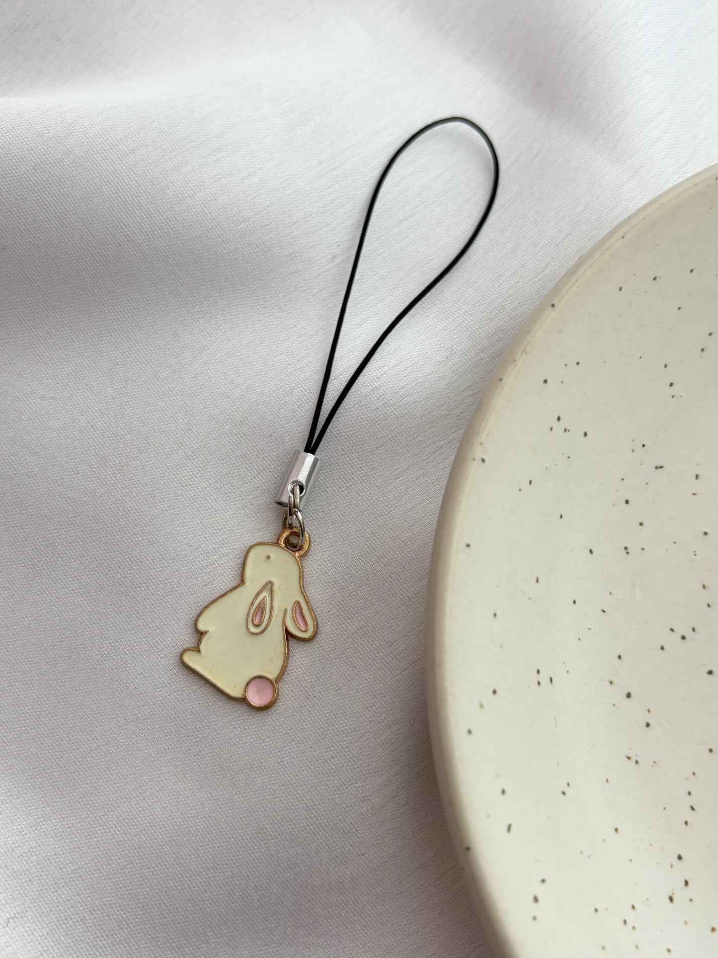 Cream Rabbit Phone Charm