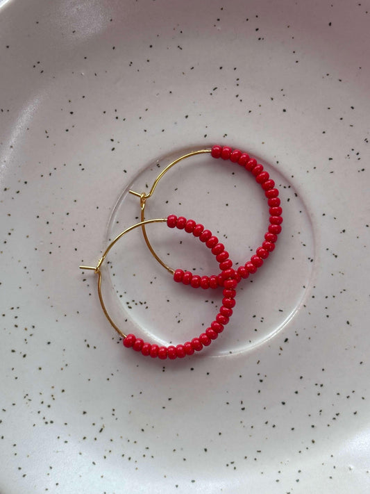 Vibrant Red Hoop Earrings - Curvy Jewels