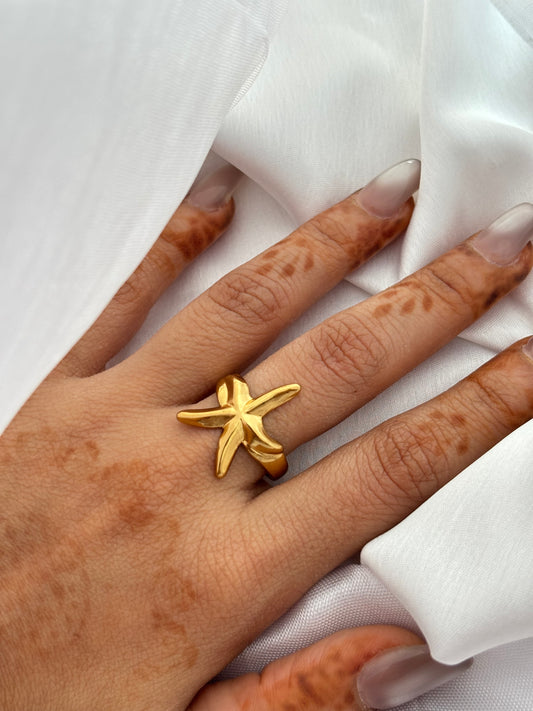 Gold Starfish Statement Ring