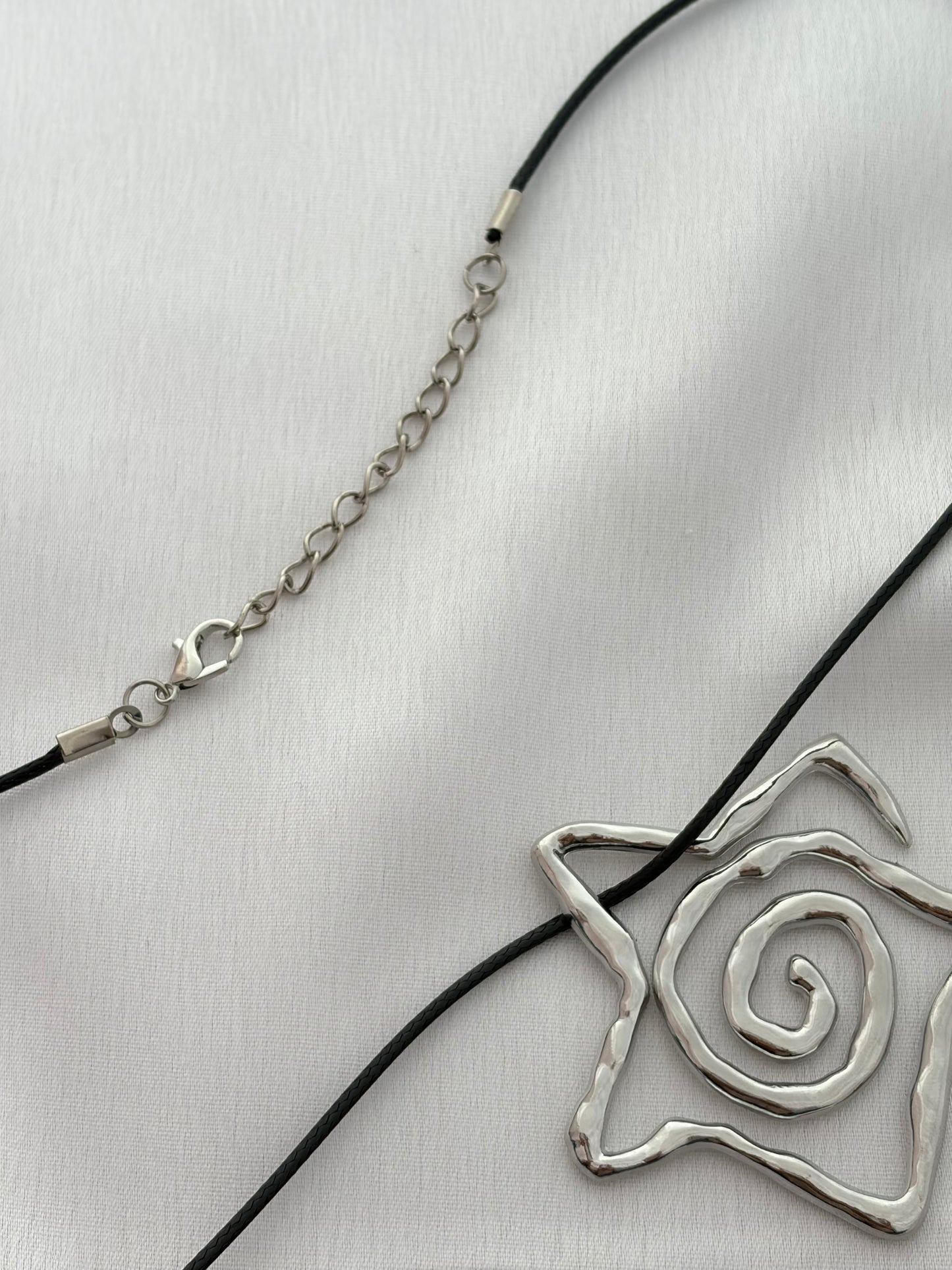 Silver Star Spiral Cord Necklace