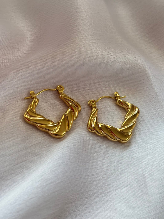Anti-Tarnish Gold Twist Hoops