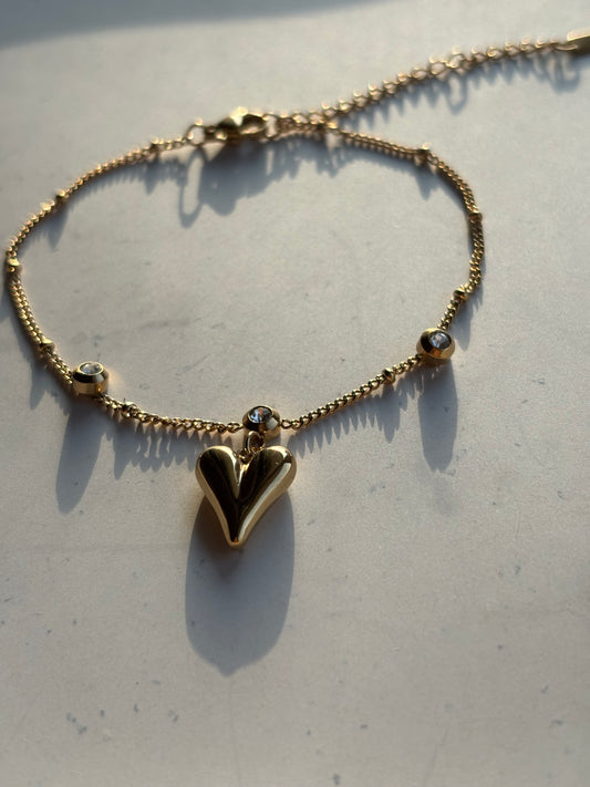 Anti-Tarnish Heart Anklet