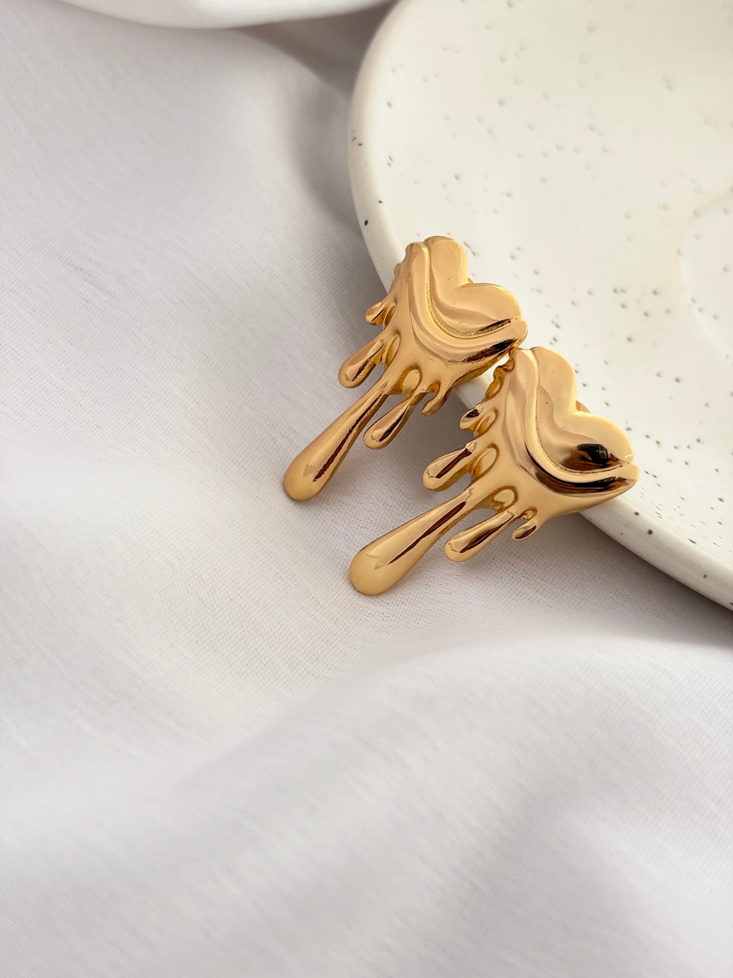 Gold Drip Heart Earrings
