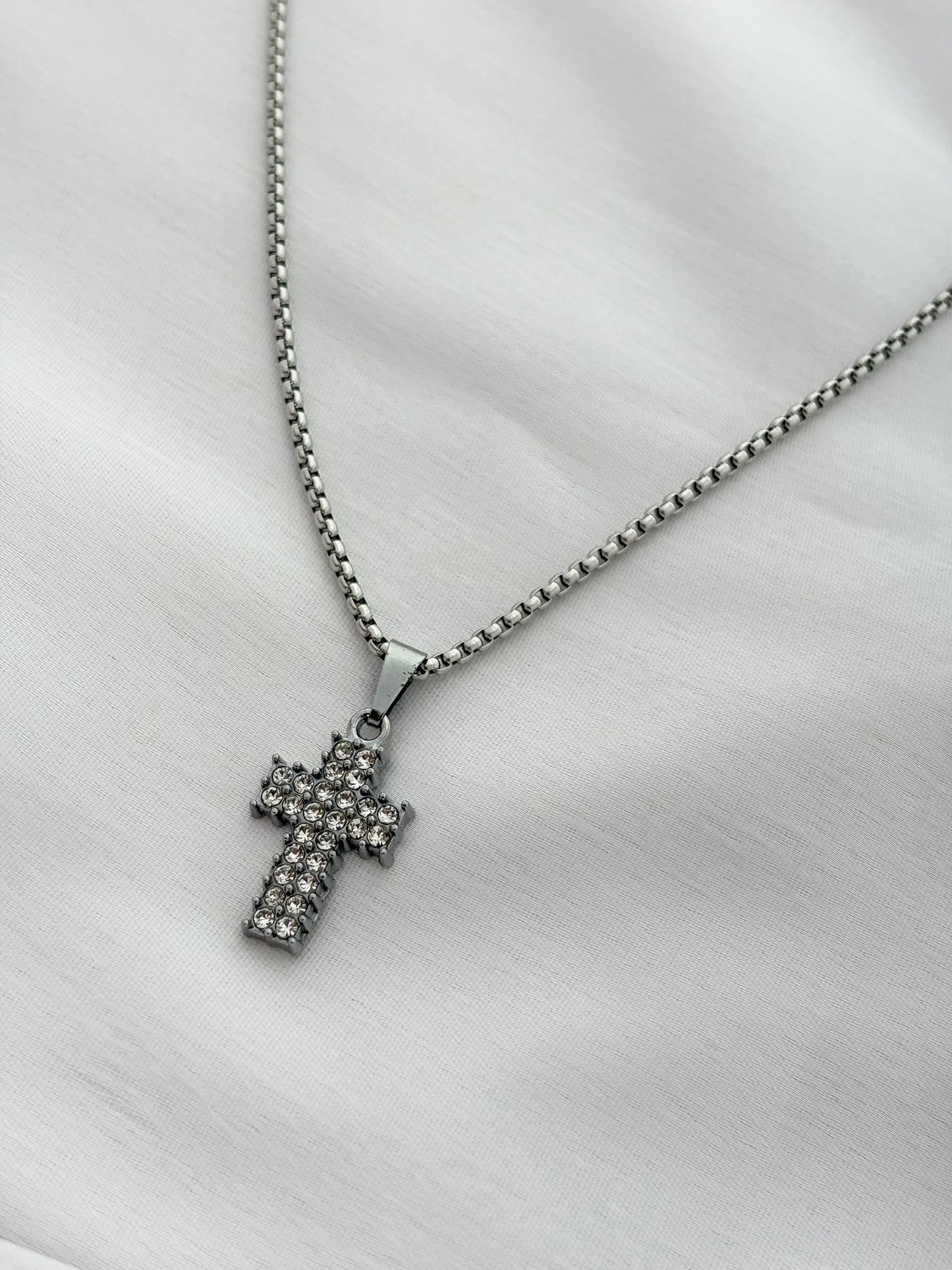 Silver Unisex Cross Pendant Necklace