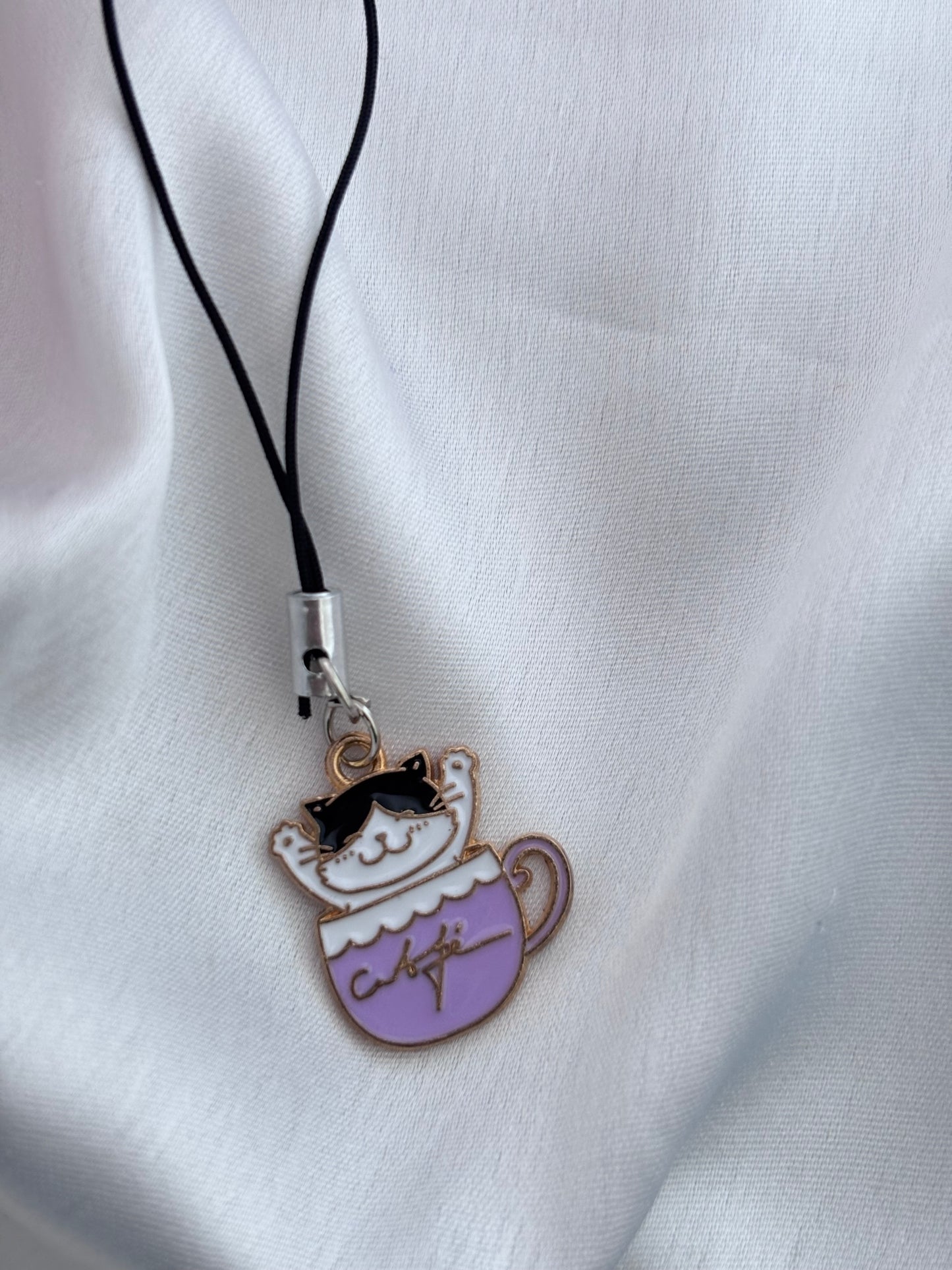 Café Cat Enamel Charm