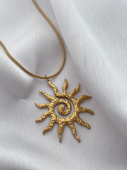 Spiral Sun Pendant Necklace