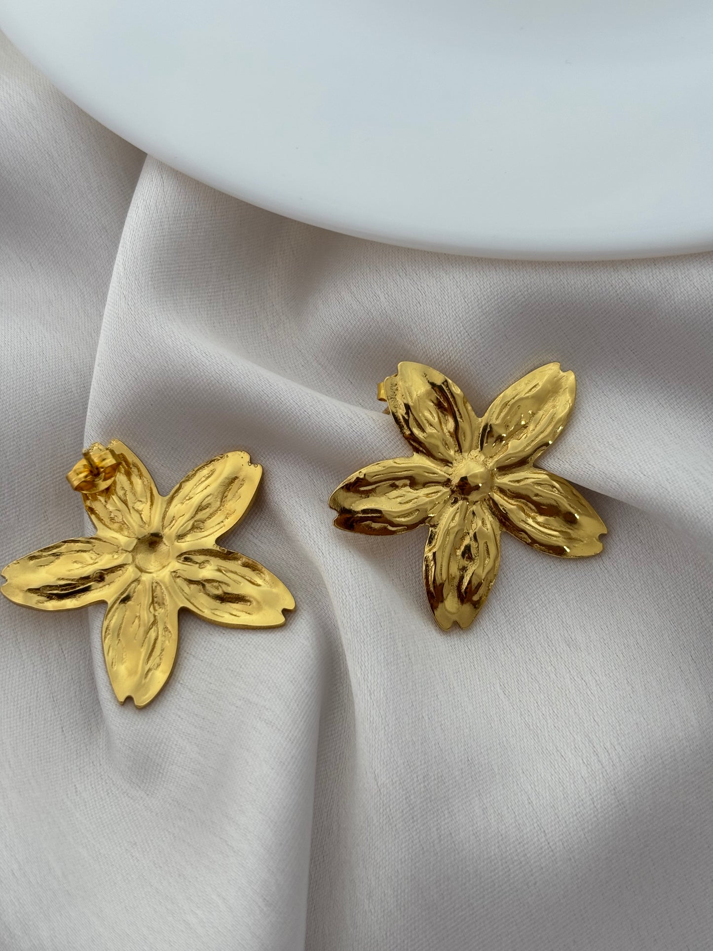 Gold Floral Statement Earrings