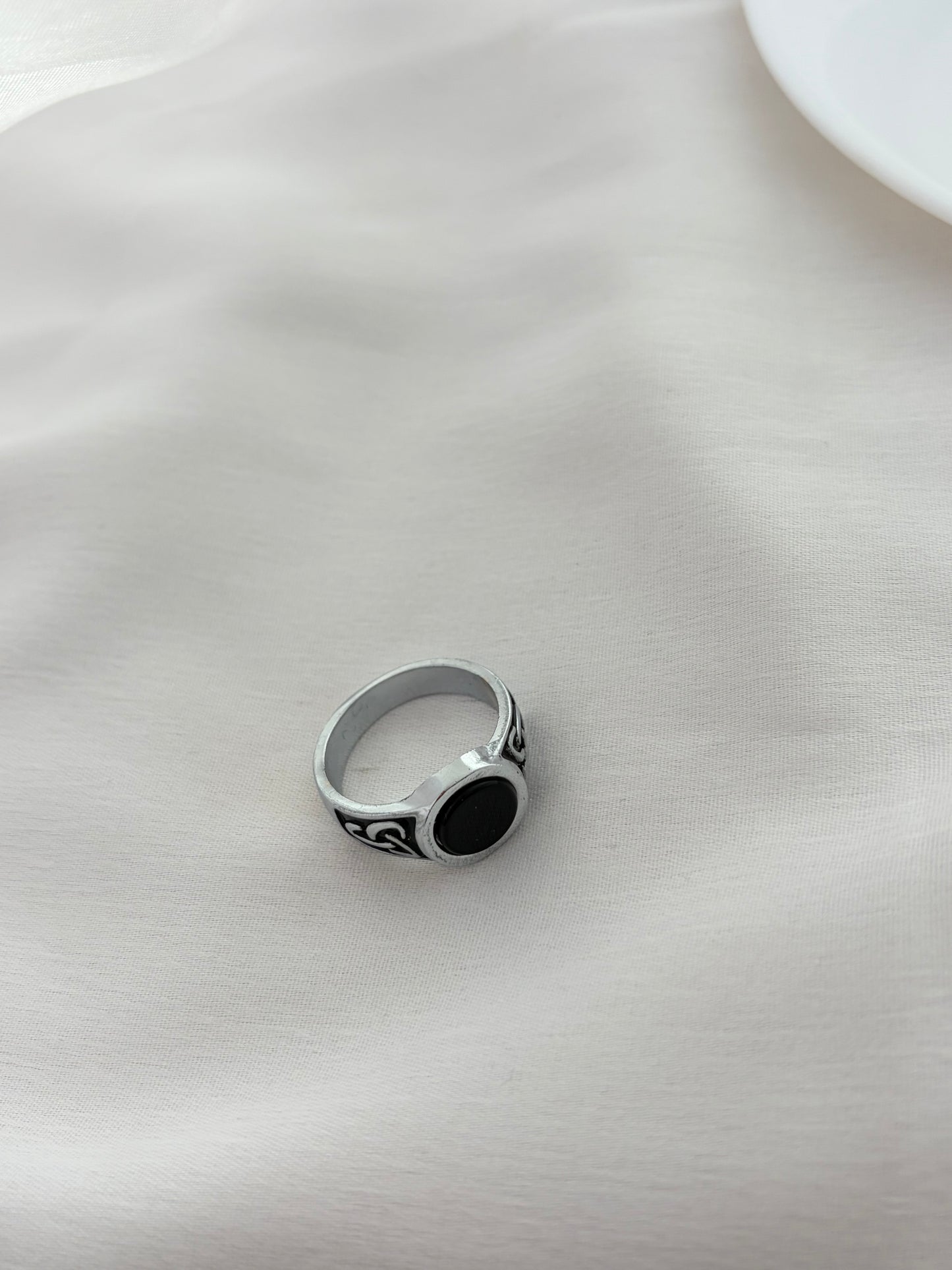 Black Stone Silver Men's Ring