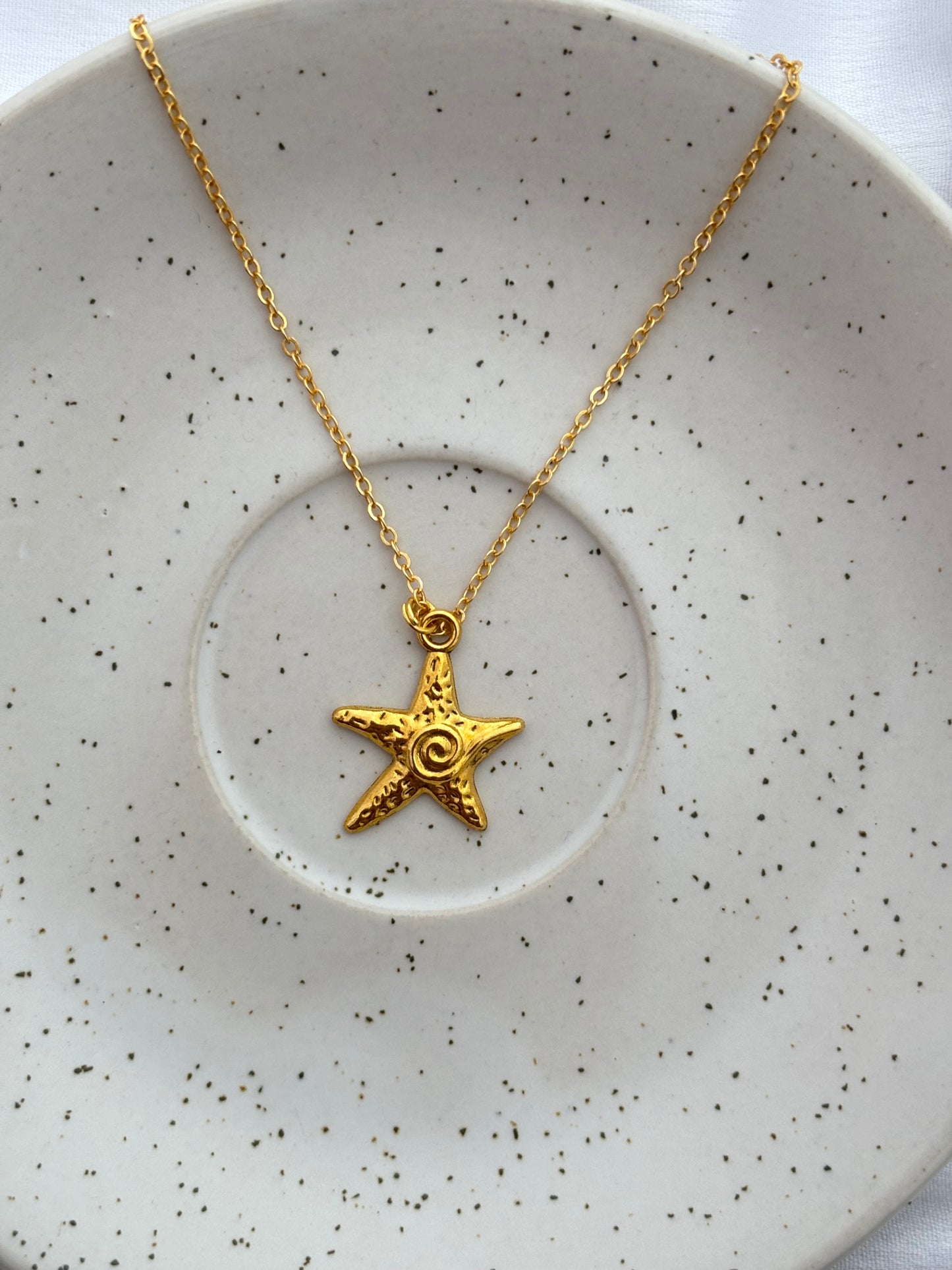 Tiny Golden Cosmic Swirl Necklace