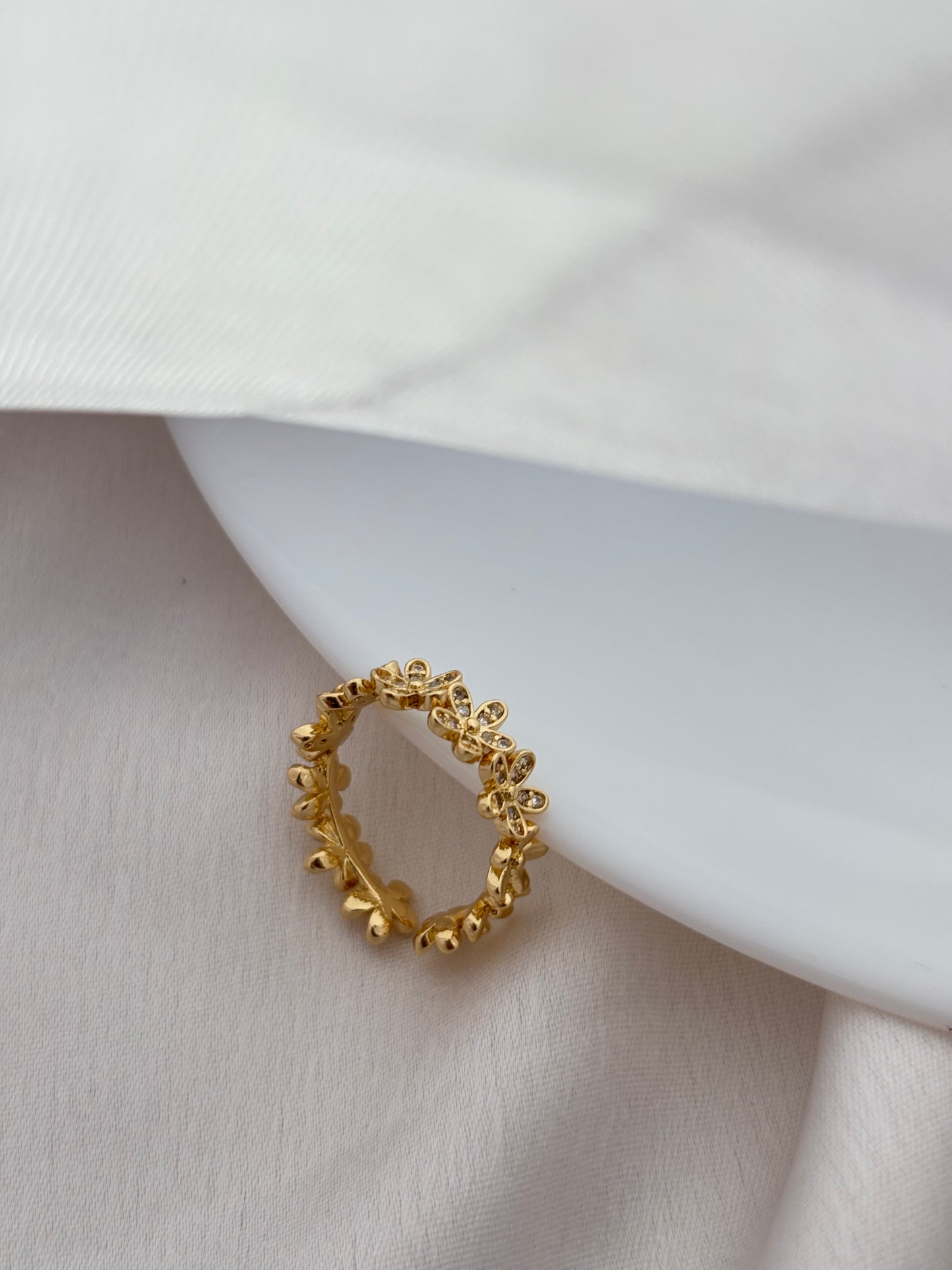 Gold Floral Adjustable Ring