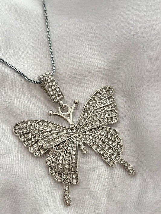 Iced Out Butterfly Anti-Tarnish Necklace🤍