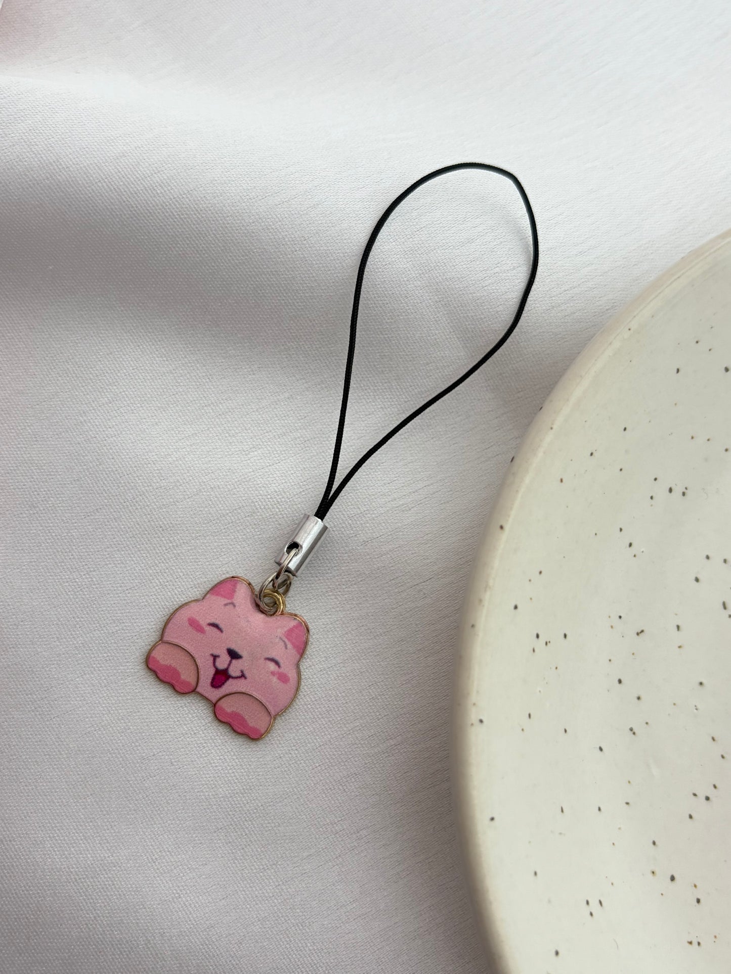 Vibrant Pink Cat Phone Charm