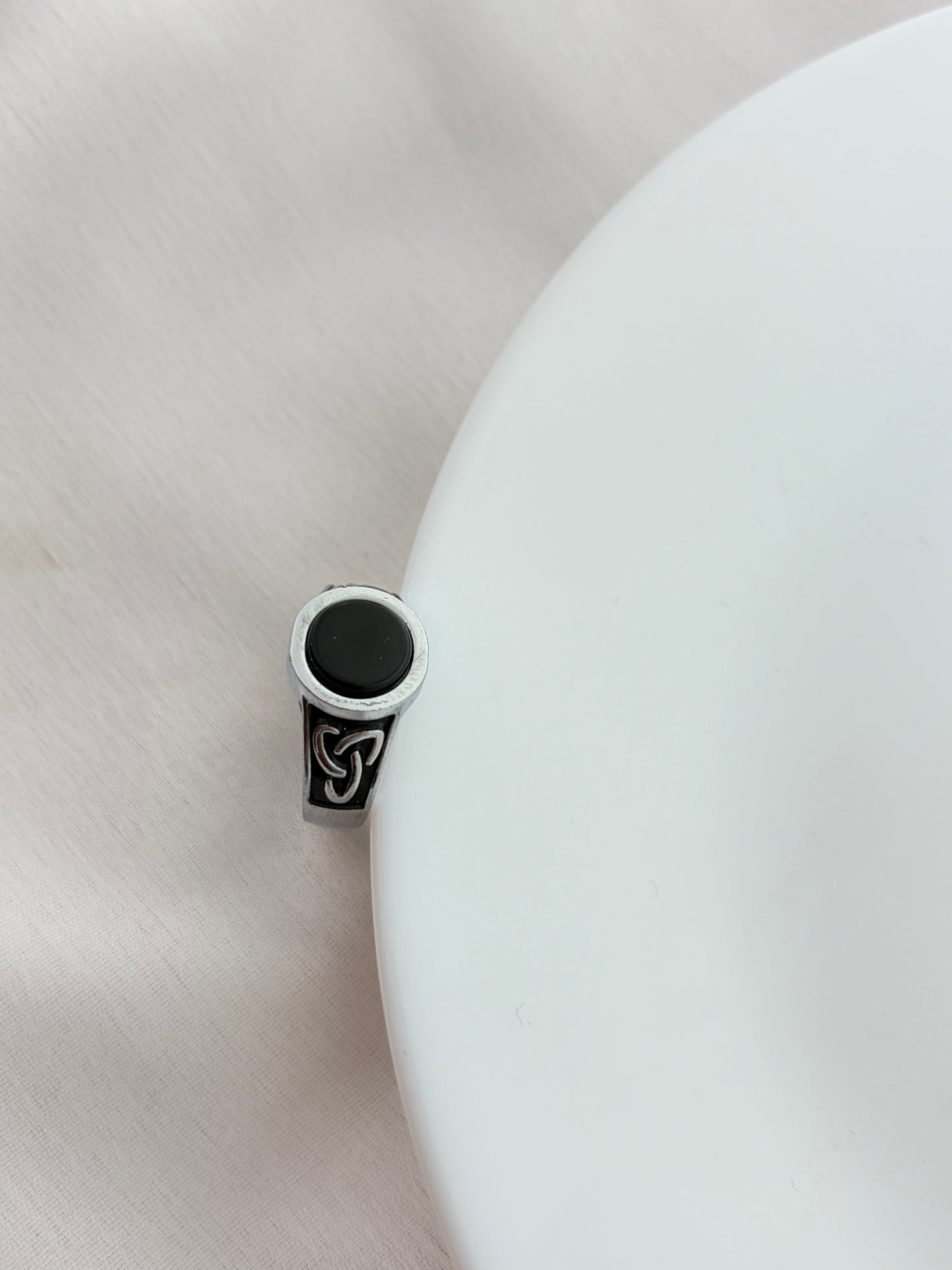Black Stone Silver Men's Ring