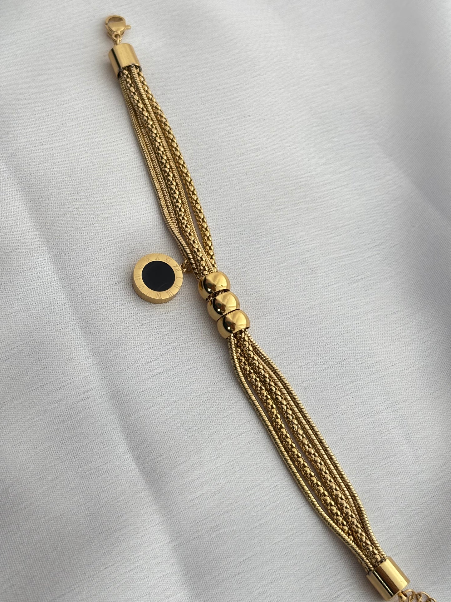 Gold-Plated Bracelet with Multi- Coloured Roman Charm Pendant