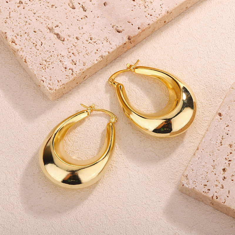 Chunky Gold Teardrop Hoop Earrings
