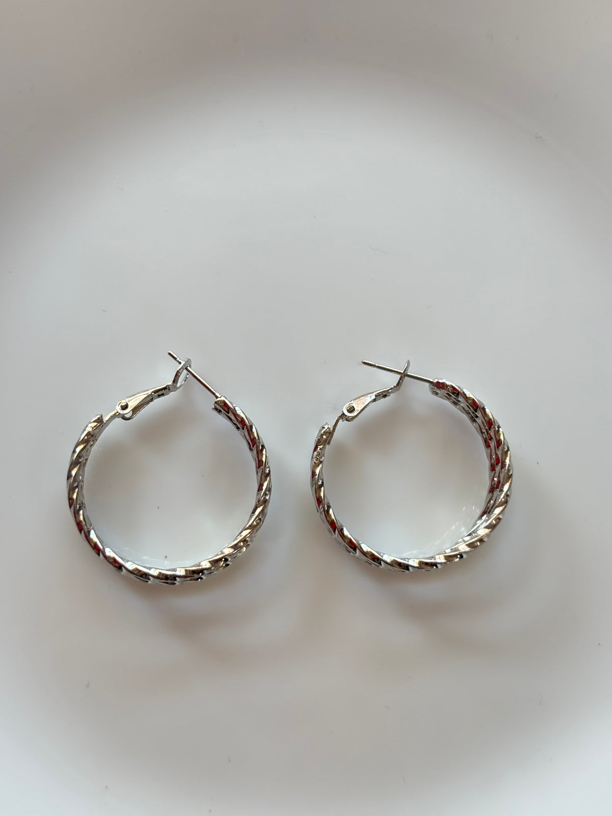 Silver Triple-Row Twisted Hoop Earrings