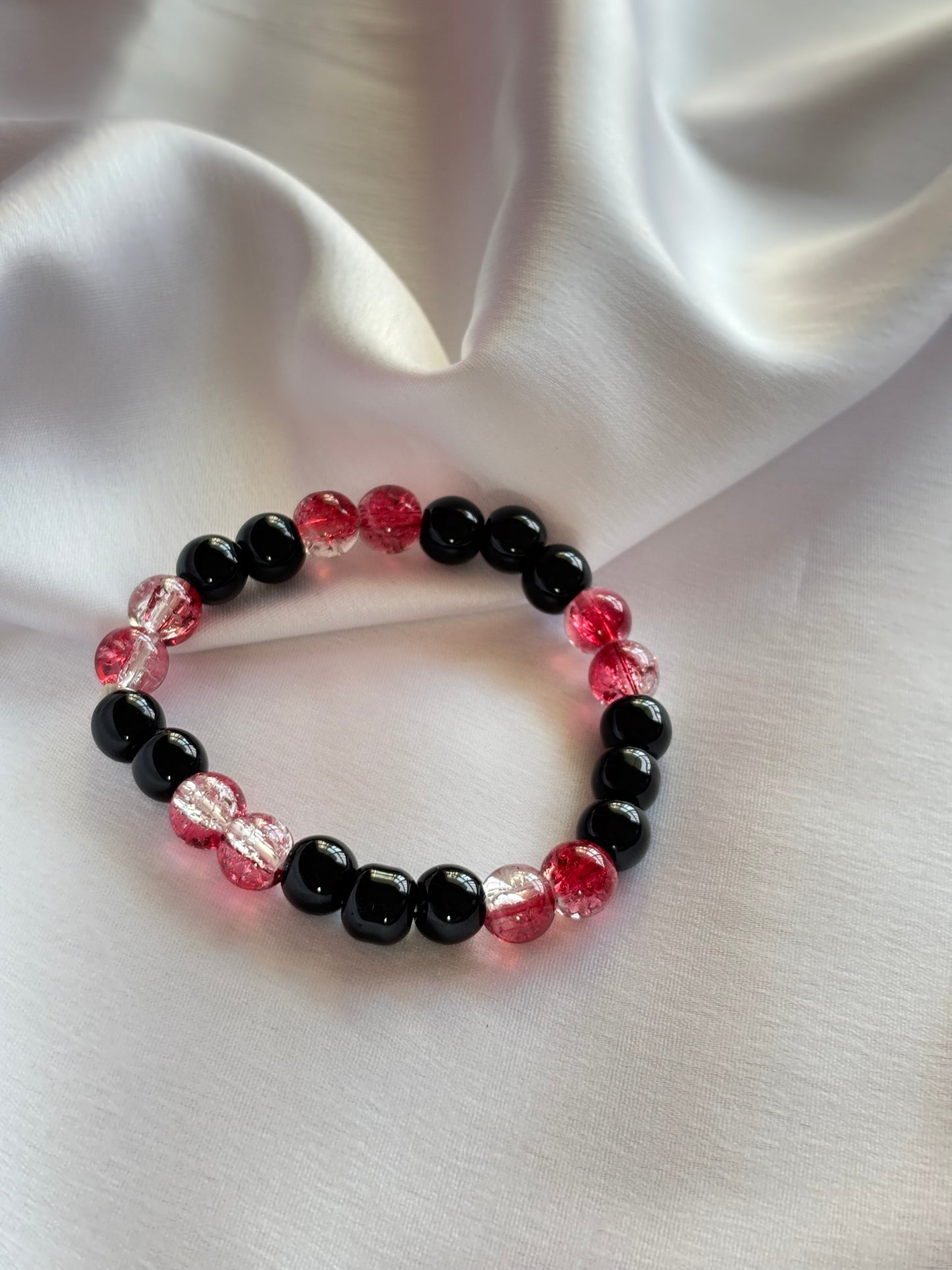 Black & Red Crystal Bead Bracelet