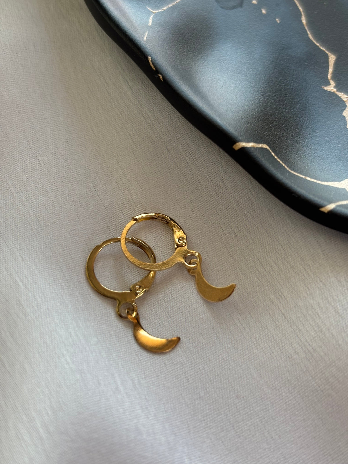 Gold Crescent Moon Huggie Earrings