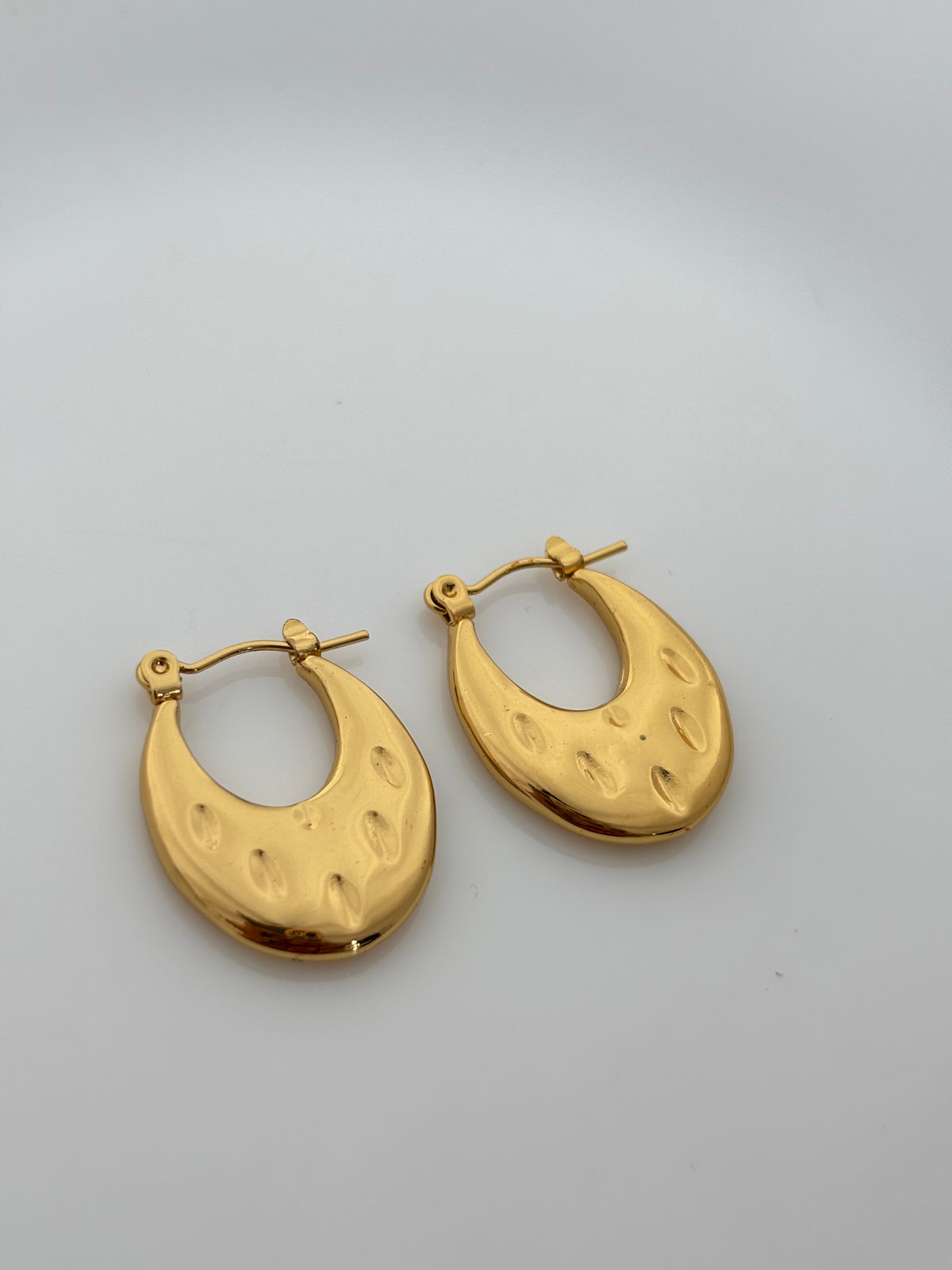 Gold Textured Teardrop Hoop Earrings