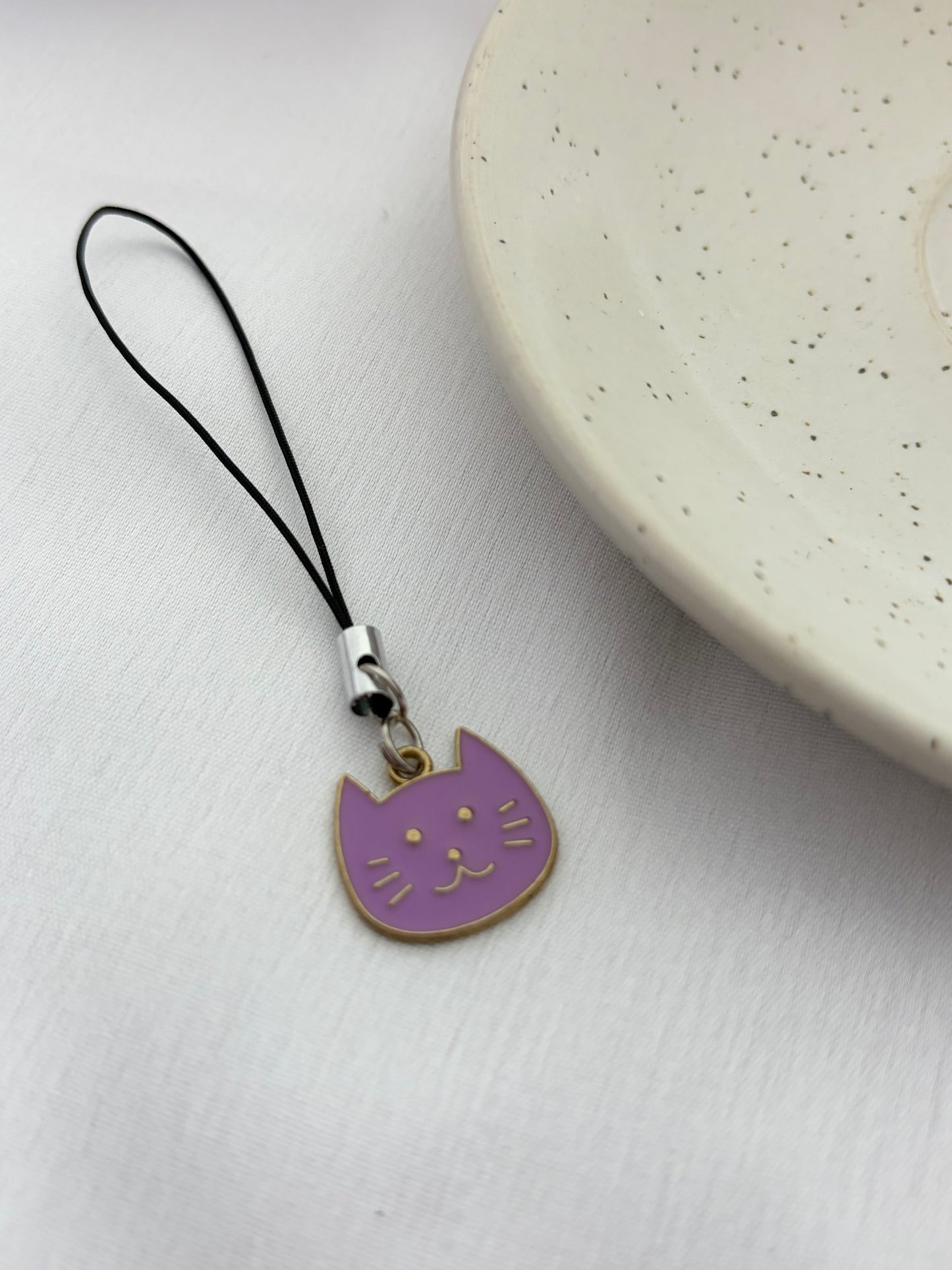Lavender Purple Cat Phone Charm
